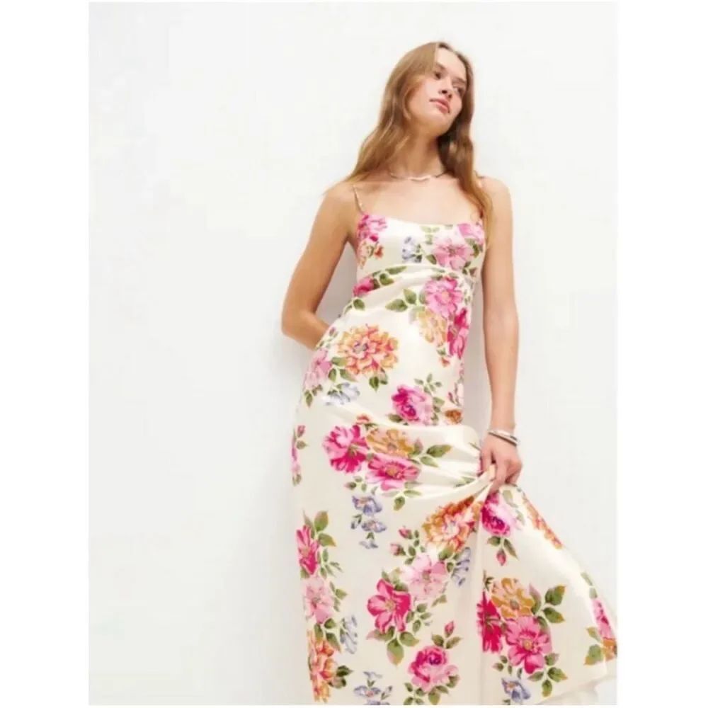 Reformation Kailyn Maxi Silk Dress Floral Satin NEW WITH TAGS Size 6